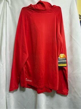 Element Women's deep orange, SPF 50 clothing. Long-Sleeve Hooded Performance Top
